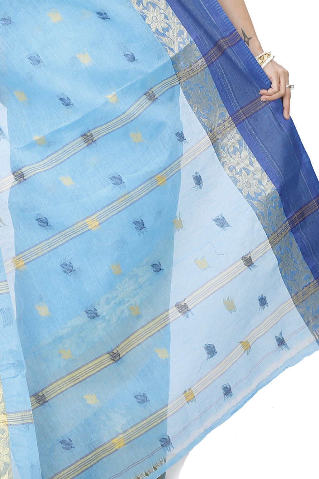 Sky Blue Pure Cotton Geena Tant Saree (198)